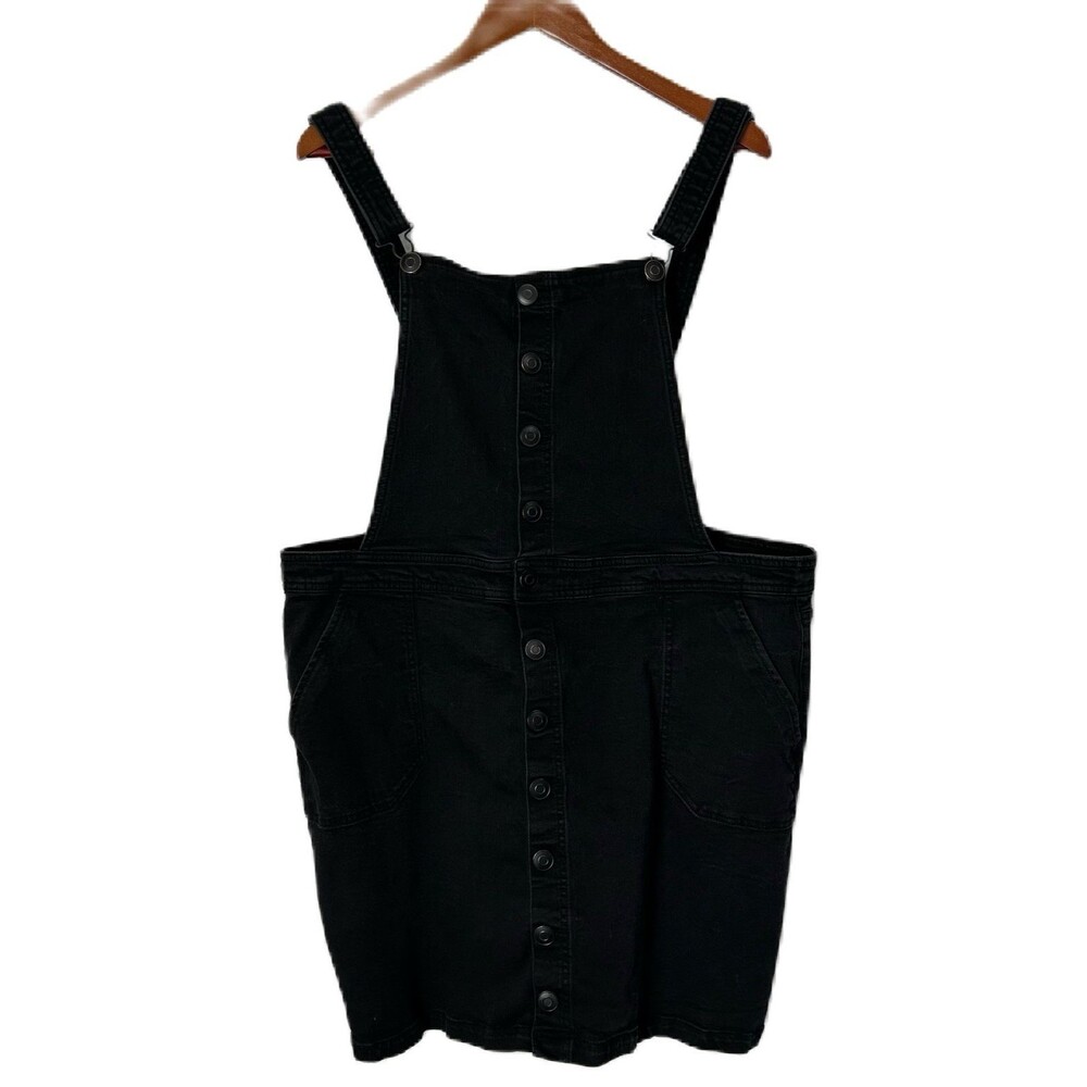 Fashion Nova Overall Skirt Women 3X Black Jumper Bib Jean Mini Stretch Casual